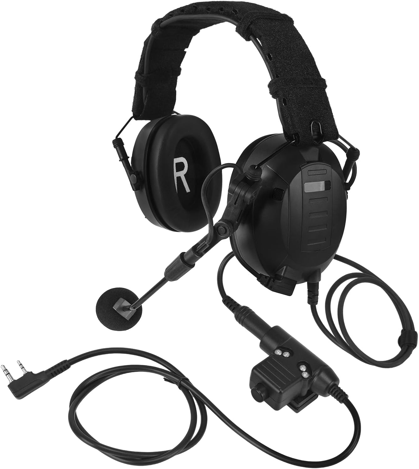 AC-536 ANR Pro-Comms Electronic Hearing Protector Walkie Talkie PTT Headphone,Earmuffs Noise-Canceling Boom Microphone Radio Headset,Noise Reduction Rating NRR 26dB (k1 plug for baofeng)