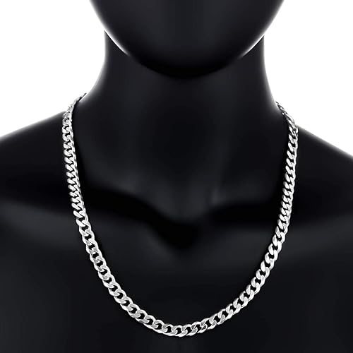 Miniatura 5 de .925 Sterling Silver Cuban Link Curb Chain Necklace 1mm-16mm, 16-30" Flat & Polished (Shiny) Hypoallergenic (Nickel-Free) Made in Italy