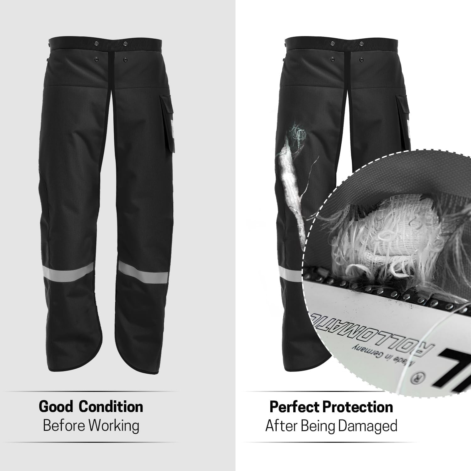 Motosierra Chaps Technical 8 Capas Clase B para usuarios de motosierras, color negro