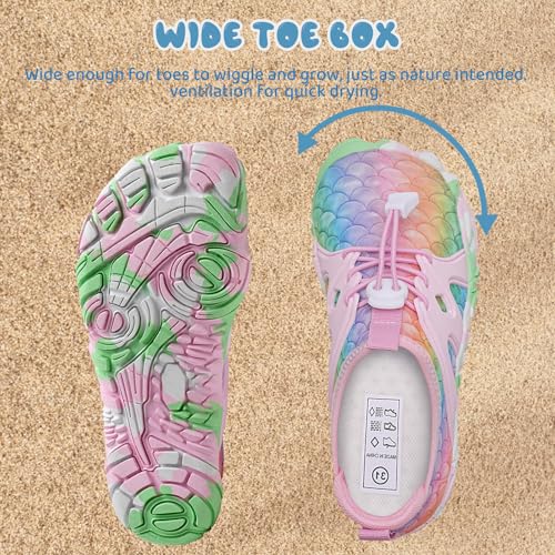WateLves Toddler/Little/Big/Kid Water Shoes Wide Barefoot Aqua Athletic Sneakers Girls Boys Hiking Beach Swim Fast Dry Shoes Built-in Heel Grips3