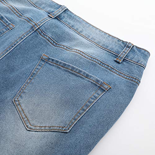 Thunder Star Womens Denim Ripped Bermuda Shorts Distressed Knee Length Stretch Short Jeans Blue5 Xl #TOP6