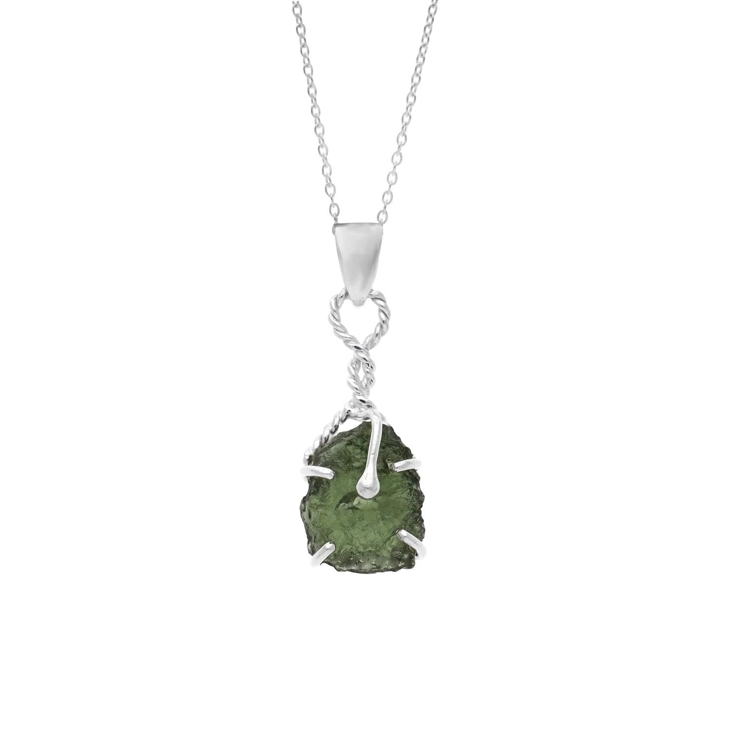 Authentic Gemstone Pendant, 925 Sterling Silver Moldavite Pendant, Healing Moldavite Crystal From Czech Republic, Gift For Her