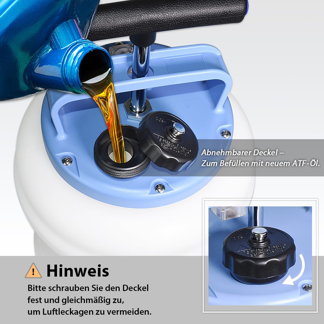 FIRSTINFO Getriebeöl Befüllgerät 10,5 L, Manuelle ATF Befüllpumpe mit 14 Adaptern für Automatikgetriebe DSG CVT, Professionelles Ölfüllsystem A1138HN