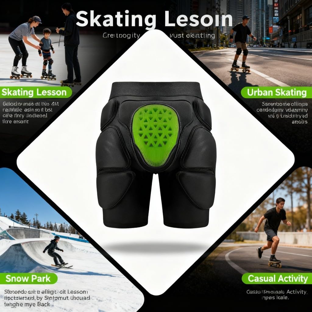 Womens Body Armor Padded Shorts, High - Impact EVA Crash Pants with Breathable Lycra, Multiple Sizes - Protective Hip and Tailbone Gear, Durable Comfort for Skating and Snowboard
