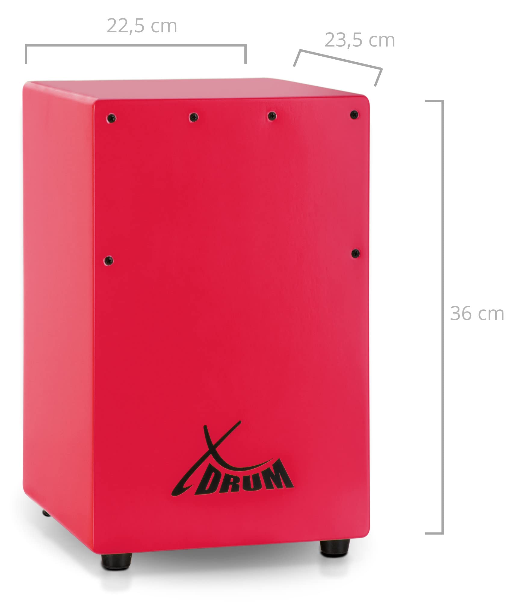 XDrum KC-37RD Cajón Infantil Rojo Set con Escuela, Solo 36 cm de alto | Cajón pequeño especialmente para niños, Adecuado para educación musical temprana, Completamente de abedul, 5 x 36 x 23, 5 cm