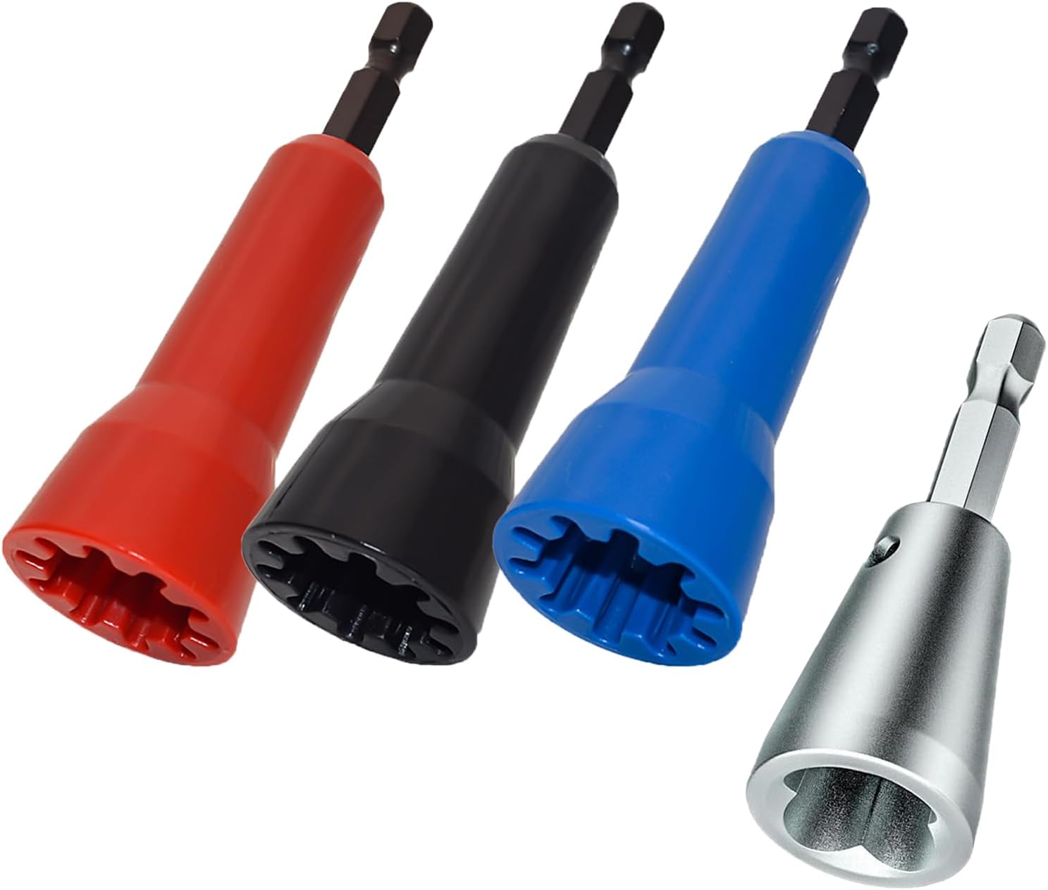 4 PCS Wire Nut Twister，Fast Wire Twister Tool for Drill，Wire Nut Twiter for Drill, Spin Twist Wire Connector Socket, Wire Connector Driver with 1/4" Chuck，Wire Stripping and Twisting Tool