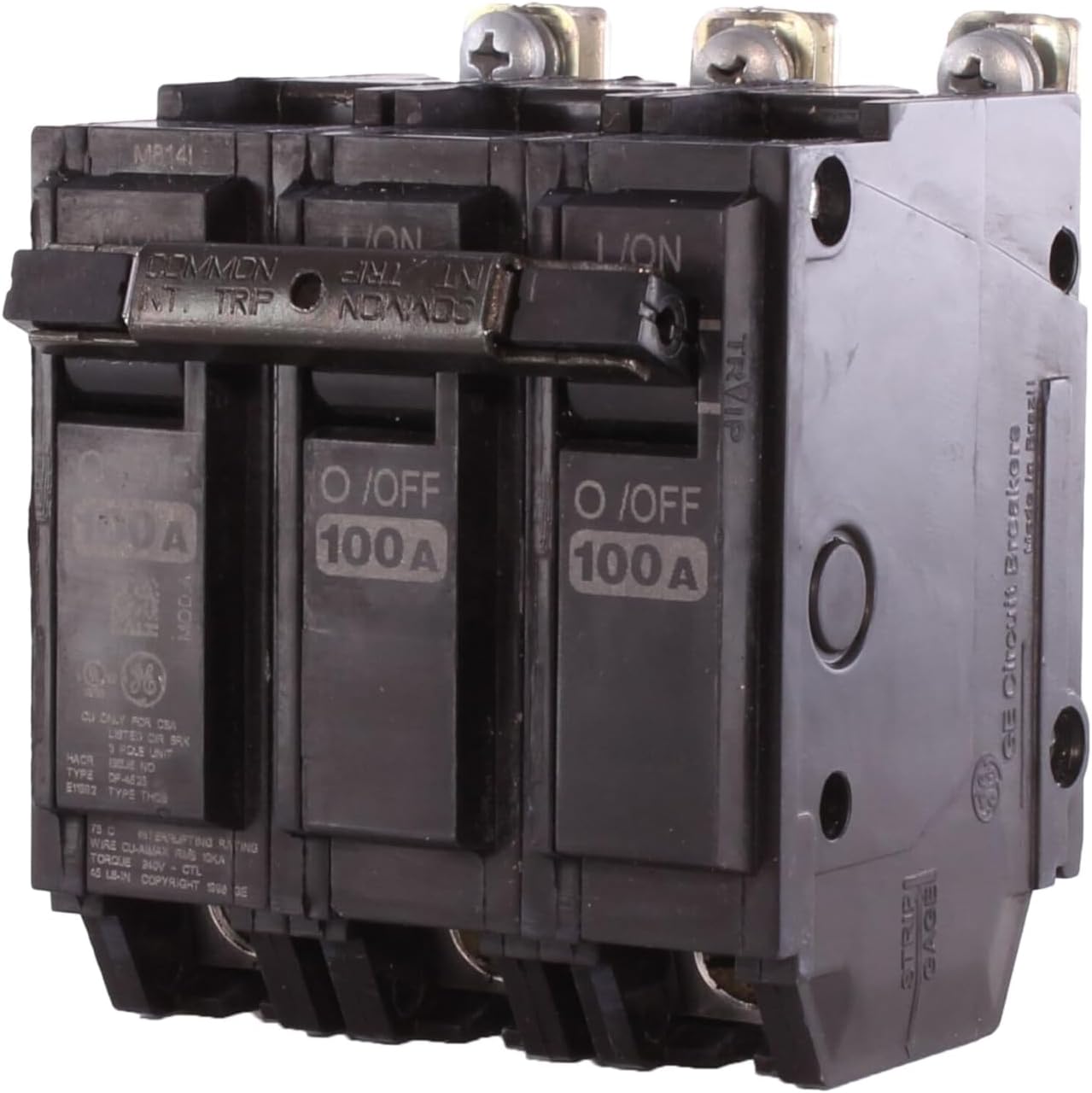 ABB TEY/Q-Line® THQB320100 3-Pole Miniature Circuit Breaker • 100A Breaker • 120/240 VAC, 10 kA Interrupt Thermal Magnetic Trip • Bolt-On Installation • Residential & Commercial Use