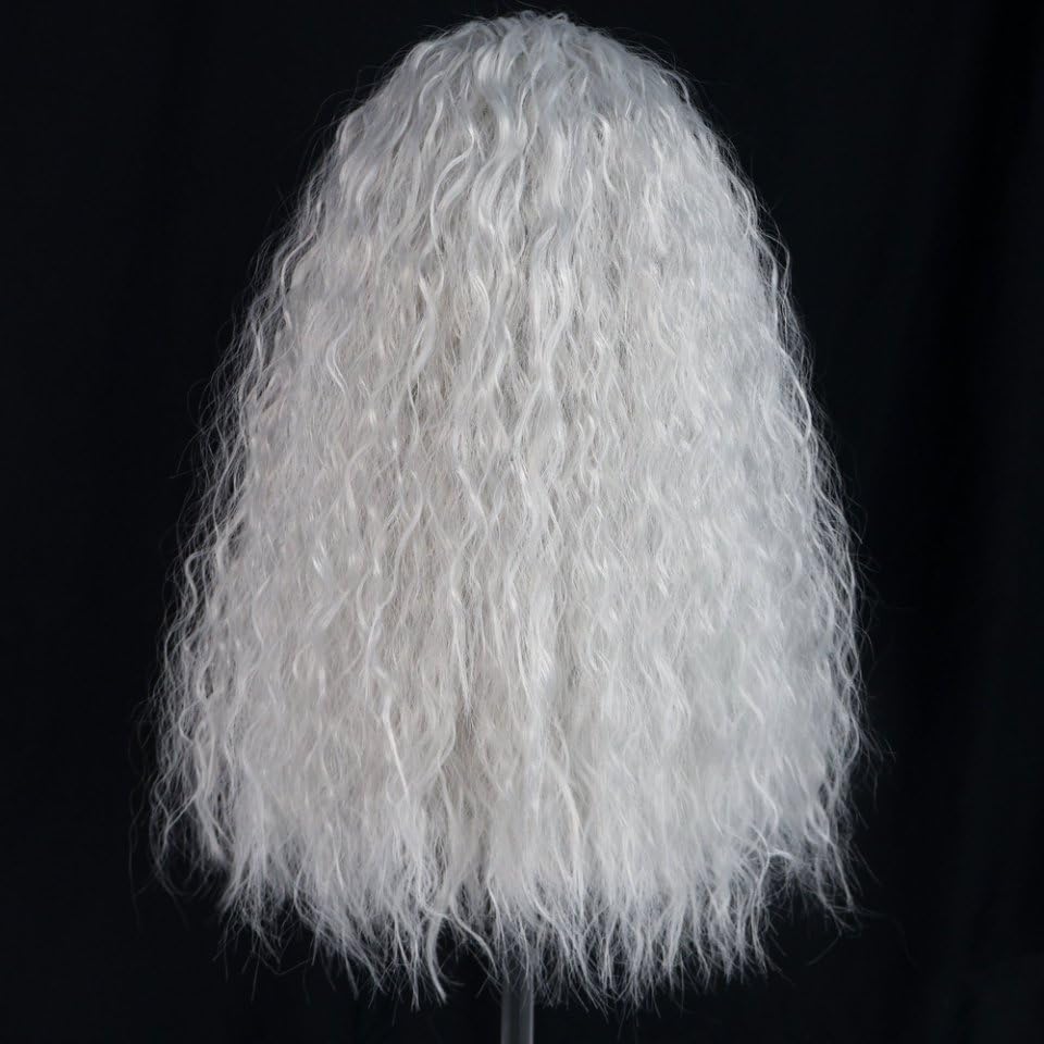 ANOGOL Hair Cap+ Long Grey Curly Wig Women Witch Wig Silver Outfit for Anime Cosplay Crazy Wigs Old Lady Wigs Long Gray Hair Women Halloween Party Costume Outfit - Image 5