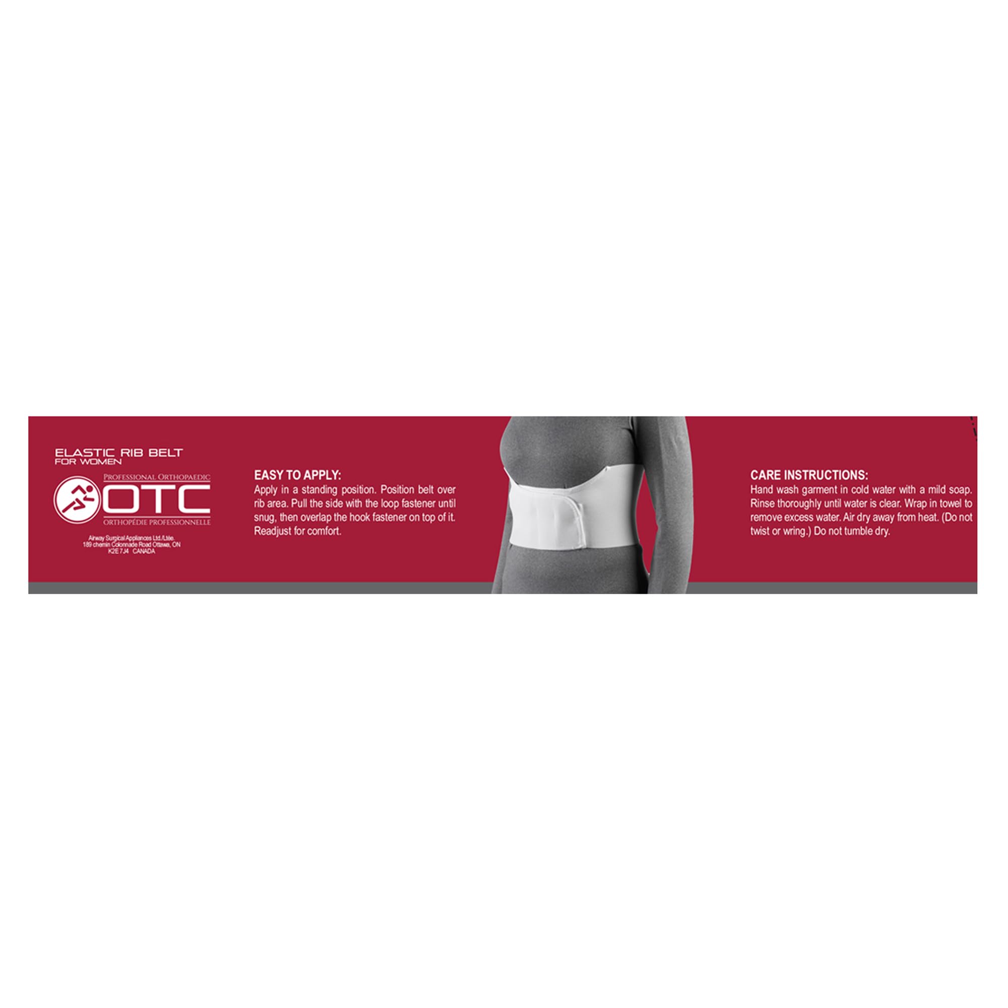 OTC Rib Belt for Women, 6-Inch Elastic Chest Panel, Universally Adjustable