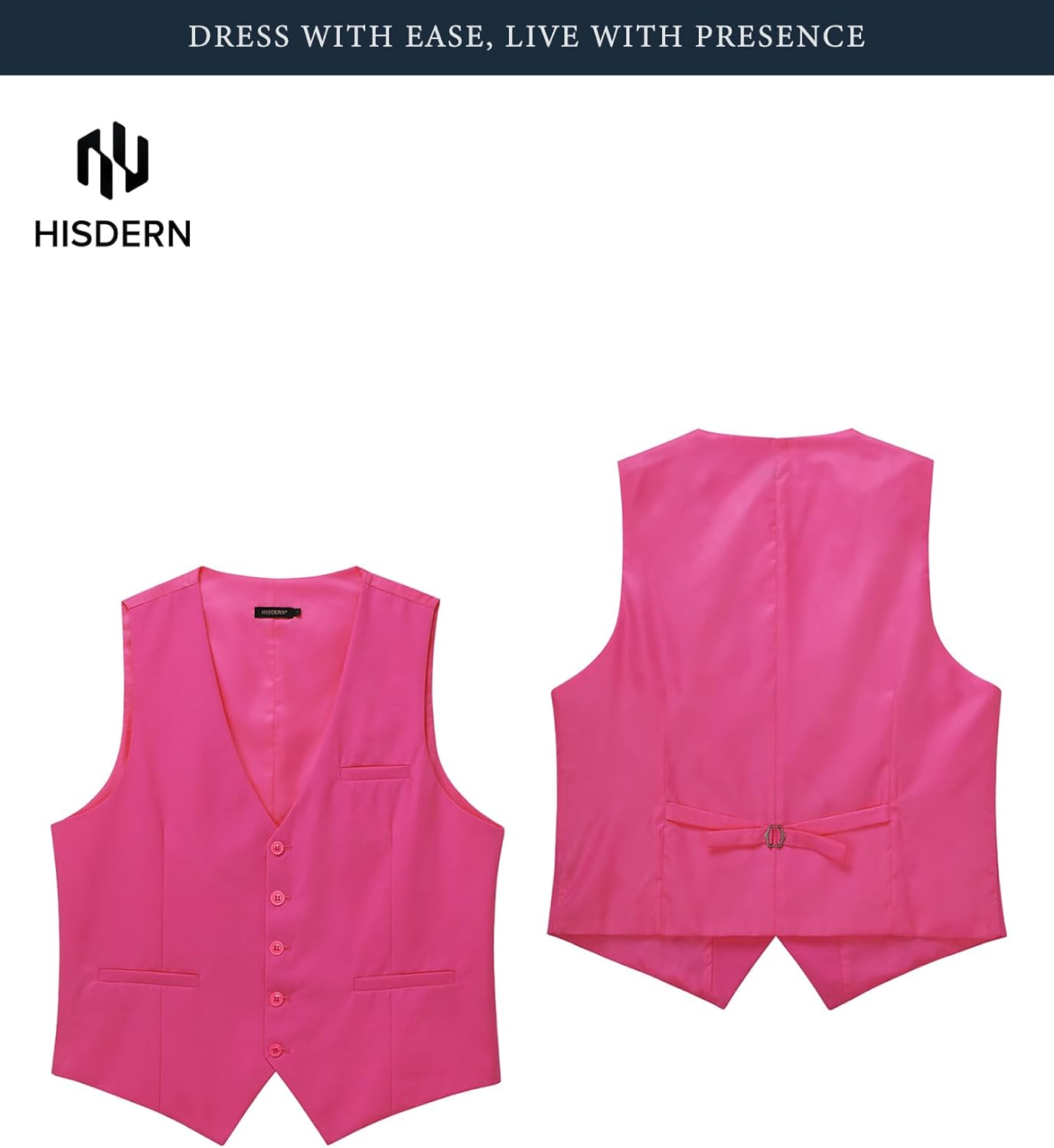 HISDERN Men’s Suit Vest Waistcoat with 3 Pockets Slim Fit for Business Formal Wedding Prom and Casual Tuxedo Wear - Image 5