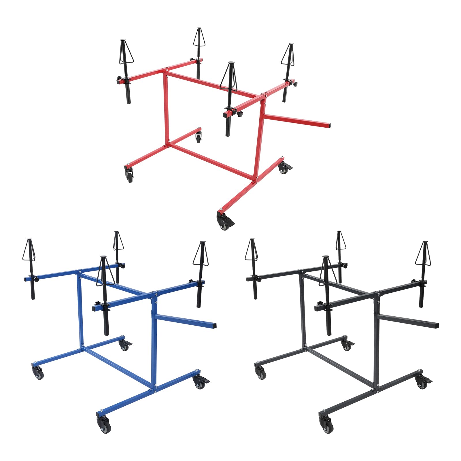 Soporte de pintura profesional para llantas con soportes giratorios 360° y 4 ruedas universales, soporte para 4 llantas (azul)