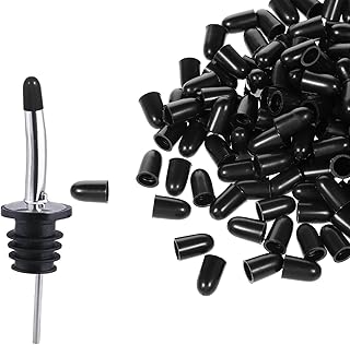 200 PCS Pour Spot Caps, Pourers Dust Covers Rubber Liquor Spout Covers Olive Oil Pourers Spouts Cover, Dust Rubber Caps for Liquor Bottles, Black Silicone Wine Pourer Cover