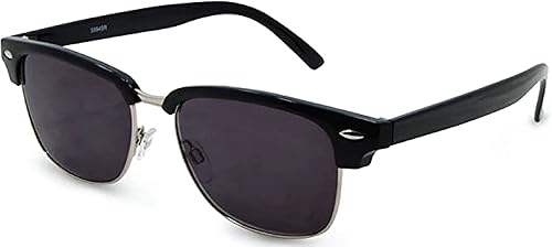 Sellecks - Lentes de sol de lectura no bifocales, lentes de lectura sin montura semirarina, marco Browline, lente no polarizada