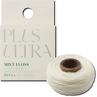 Plus Ultra Mint Nylon Dental Floss Refill | Made with Recycled Nylon and Vegan Wax | 32 Yards (Pack of 1)