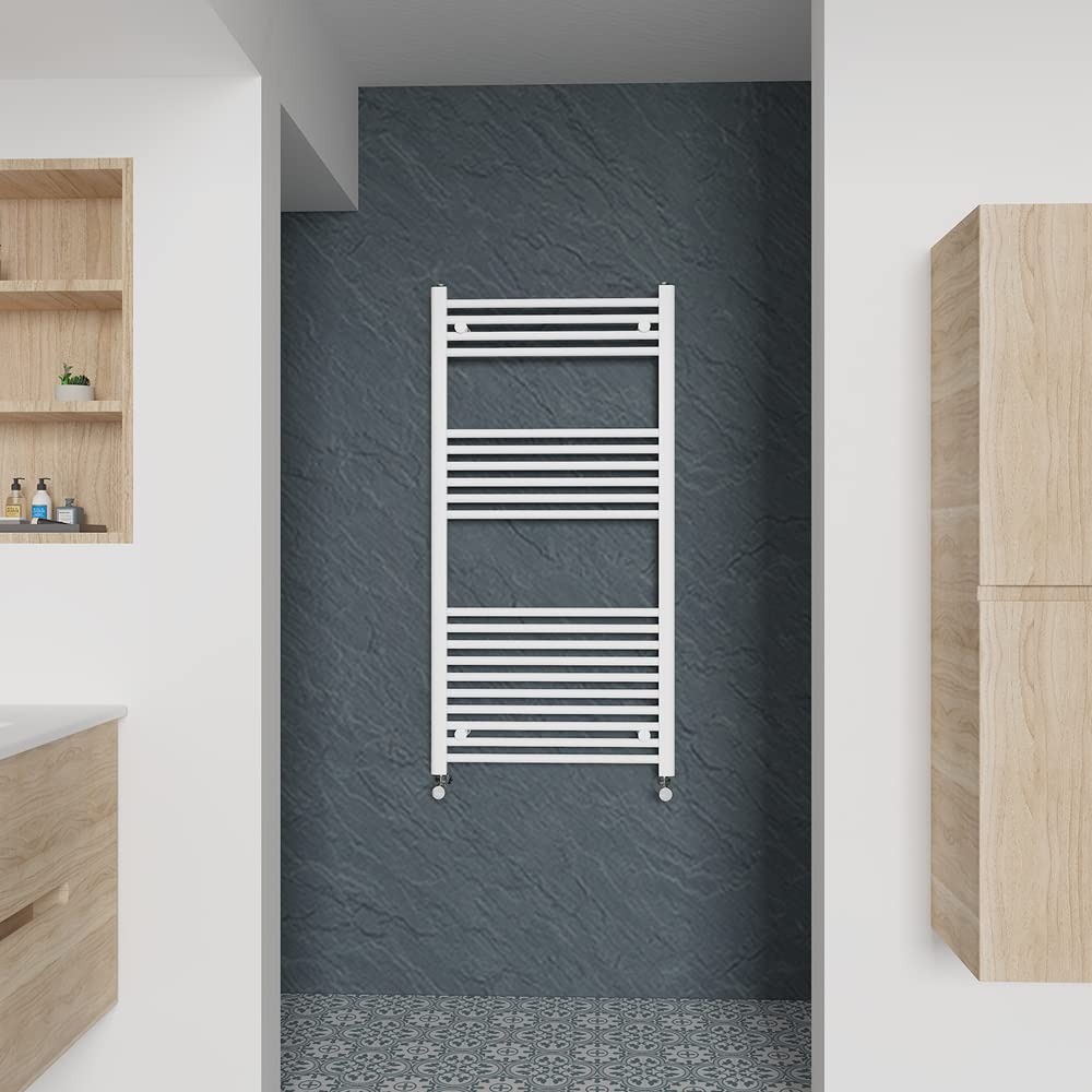 Warmehaus Straight Heated Towel Rail White Radiator 1200x600mm
