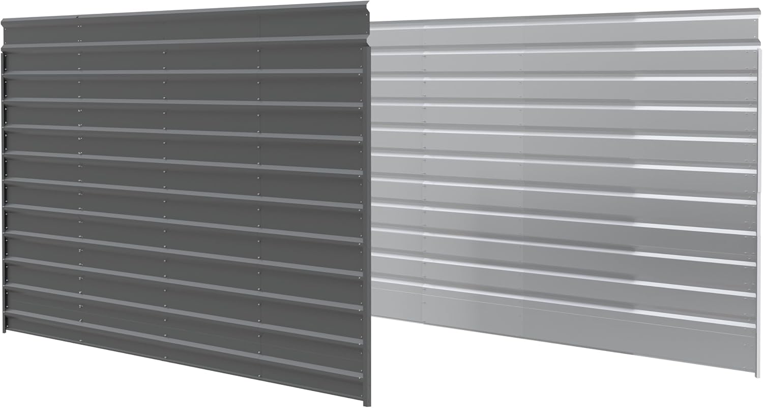 Arrow 20' x 9' Two-Sided Carport Enclosure Wall Kit for 7' or 9' Carports, Heavy-Duty Galvanized Steel Carport Enclosure Panel, 2 Walls, Charcoal