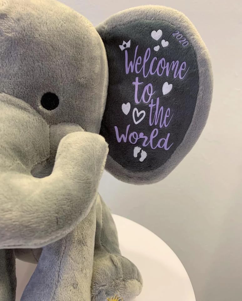 Miniatura 6 de Personalized Stuffed Elephant Plush - Custom Birth Stats Announcement Stuff Elephants Animals for Babies, Baby Shower, Boy, Girl, Newborn,