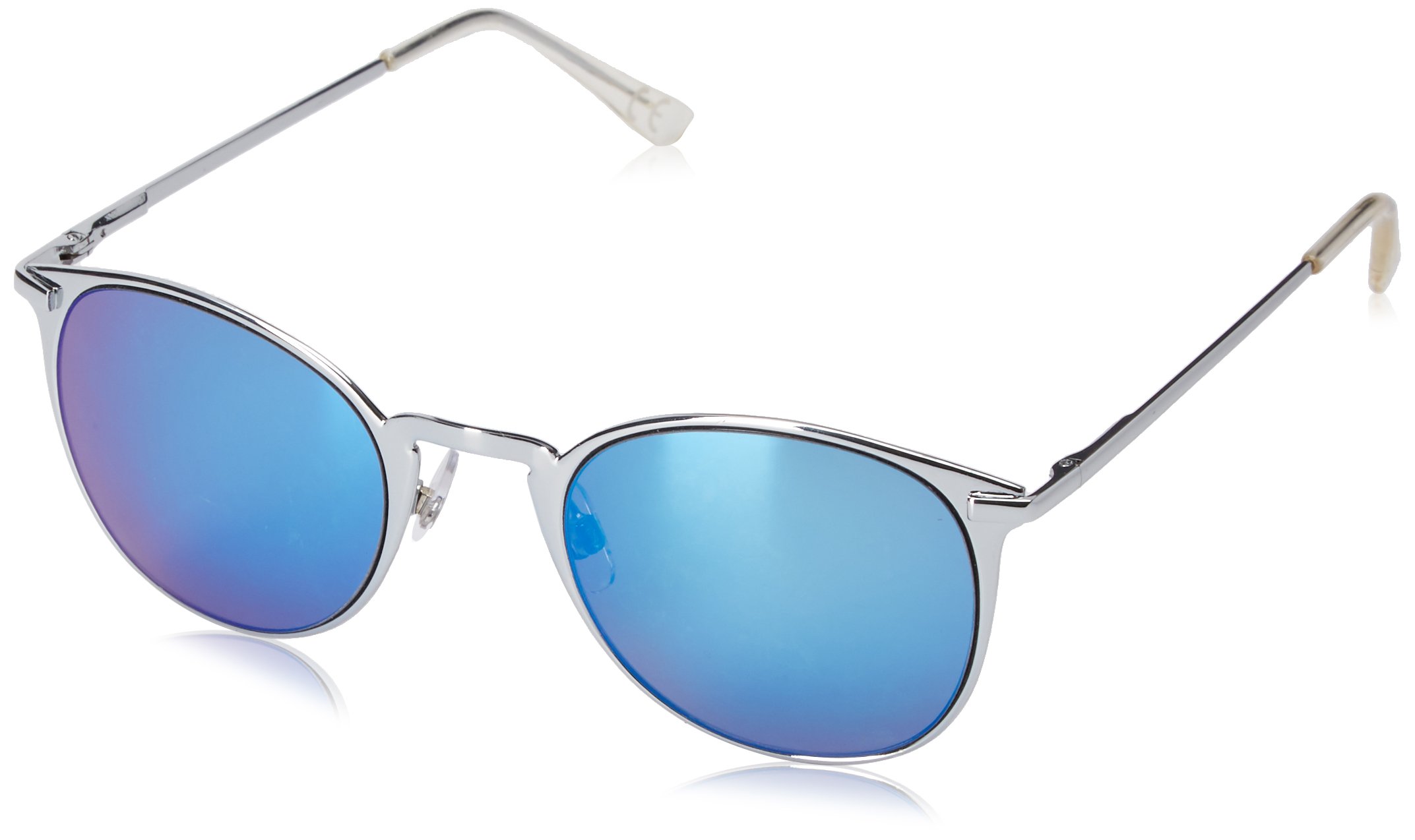Foster GrantWomen's Hailey Mrf Round Sunglasses, Silver/Ice Blue Mirror, 51.6 mm