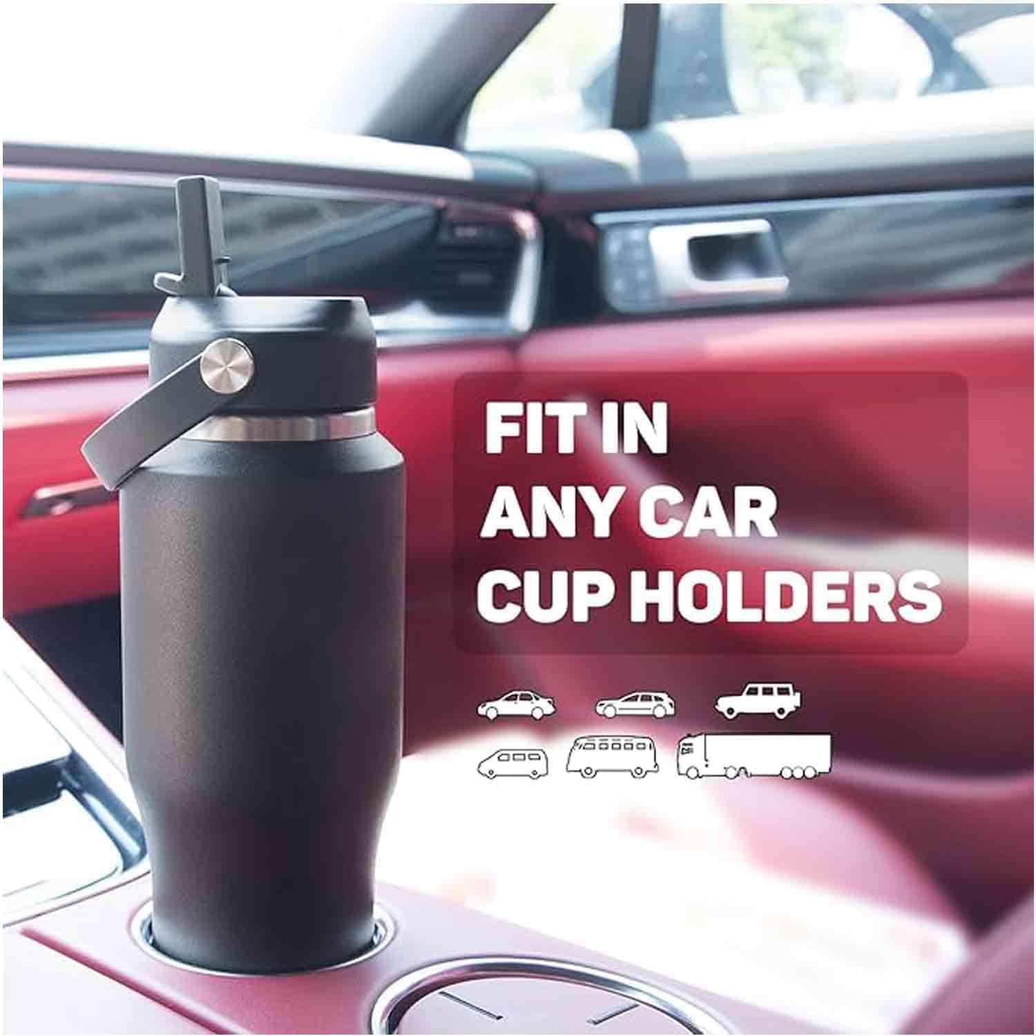 40oz Black Water Bottle Stainless Steel, Keep Cold 24H&Hot 12H, Water Bottle with Straw&Spout Lids, Insulated Water Bottle Double Wall Vacuum, Fit in Any Car Cup Holder, Leak-proof BPA Free - Image 6