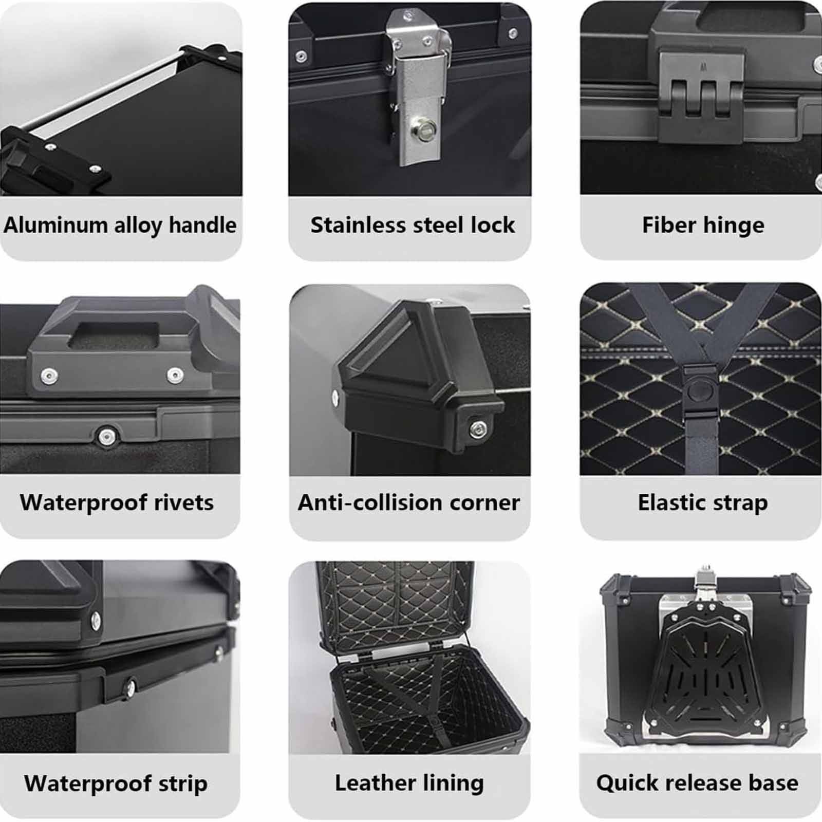 PixCy Top Case Moto Valise Moto en Aluminium Coffre De Moto étanche 28l 36l 45l 55l 65l 80l 100l Motocyclette Topcase pour Scooter Roller Moto Quad,Silver-36L