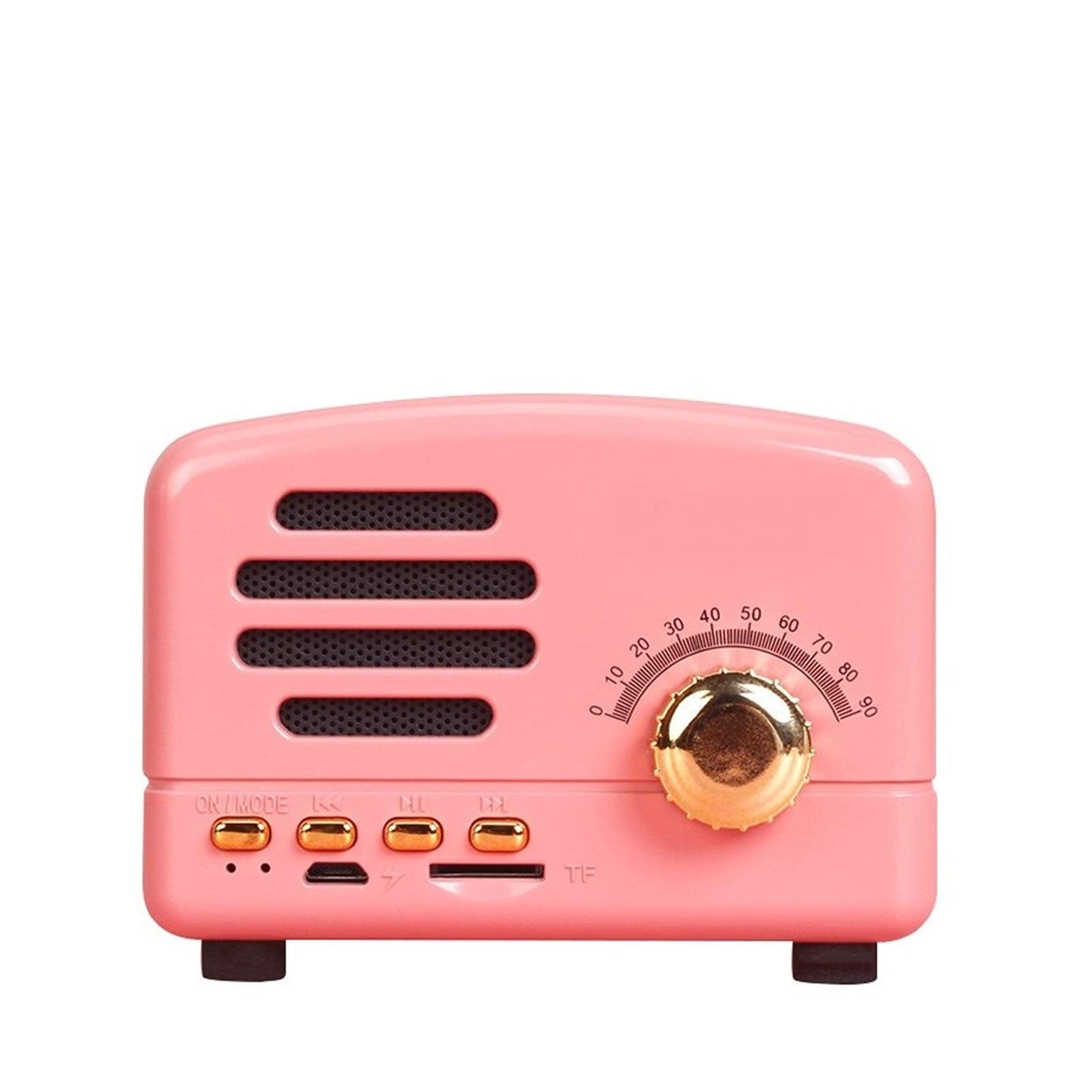 Haut-parleur portable Bluetooth Retro Mini haut-parleur portable Bluetooth sans fil de poche USB Lecteur de musique Subwoofer Couleur(Pink)