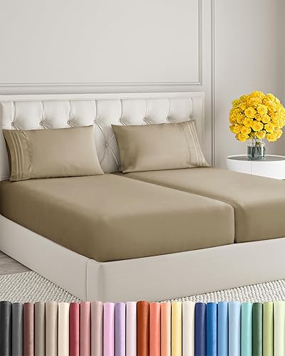 Miniatura 103 de Juego de sábanas de 4 piezas de tamaño matrimonial, sábanas extrasuaves, transpirables y refrescantes, sábanas duraderas de lujo para mujeres