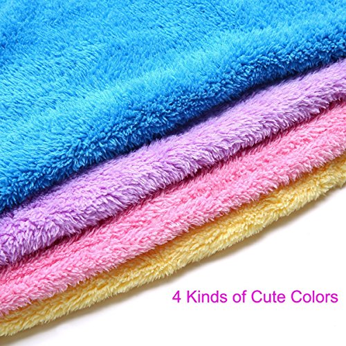 Trxuziow 4 Pack Microfiber Hair Drying Towels, Fast Drying Hair Cap, Long Hair Wrap,Absorbent Twist Turban(Pink, Yellow, Blue, Purple) #TOP3