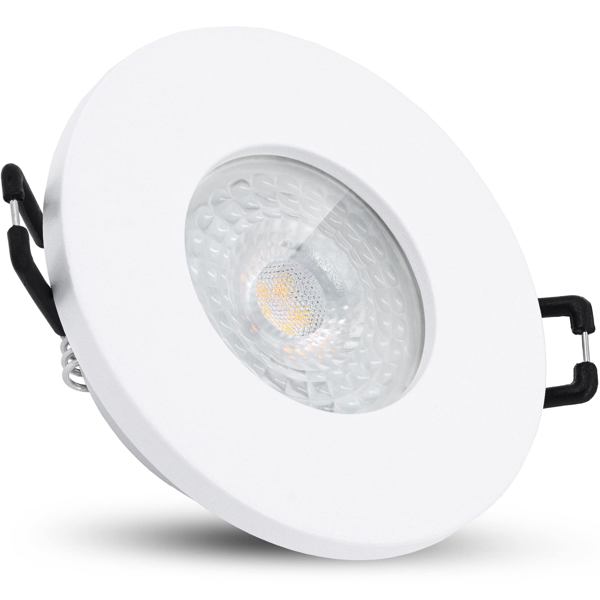 linovum ISAWO Einbaustrahler Bad IP65 mit LED Leuchtmittel 10 Stück - 4W neutralweiß 230V - Badeinbaustrahler flach weiß rund