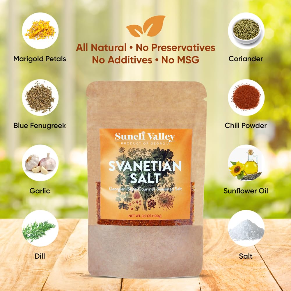 Suneli Valley Svanetian Salt | Traditional Georgian Herb & Spice Blend - Gourmet Seasoned Salt | All Natural (3.5oz) | 3-Pack