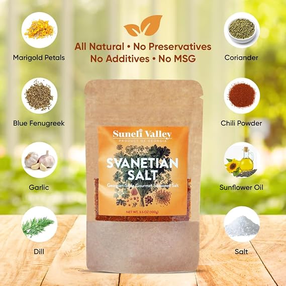 Suneli Valley Svanetian Salt | Traditional Georgian Herb & Spice Blend - Gourmet Seasoning for Cooking (3.5oz)
