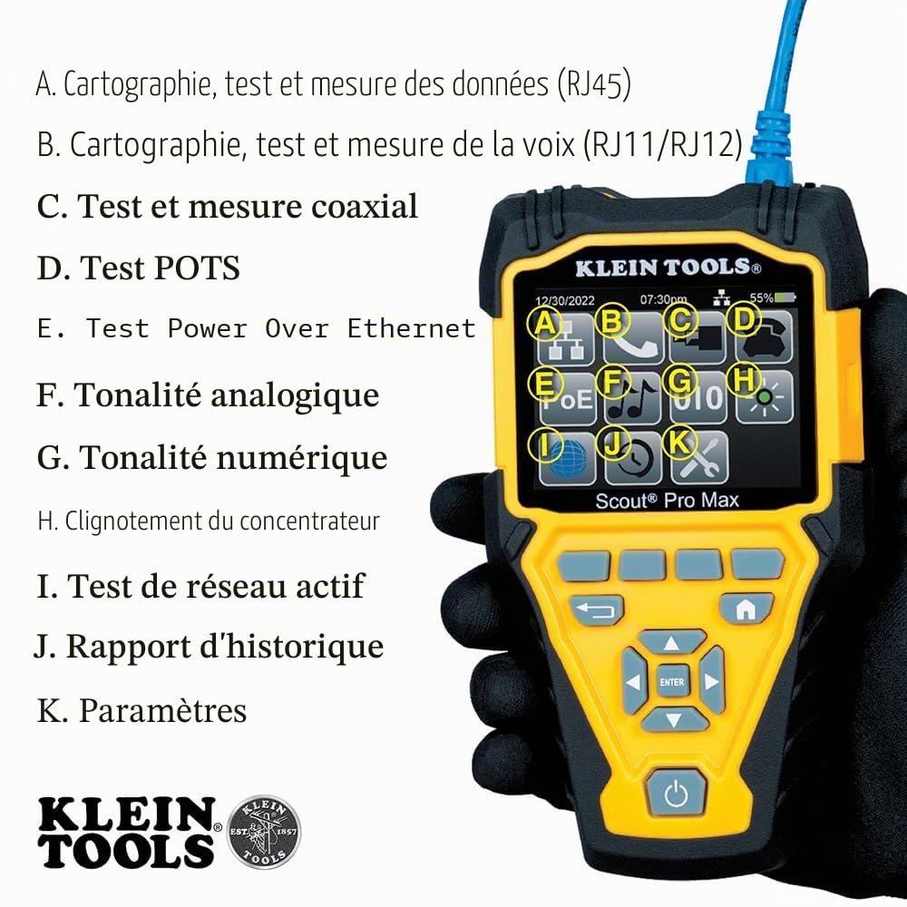 Klein Tools VDV501-770 | Testeur De Cables Scout Pro Max Avec Ensemble De Telecommandes | Test Et Mesure Donnees Telephonie Et Coax | Longueur Jusqu A 610 M | Memoire Et Ecran Rétroeclairé