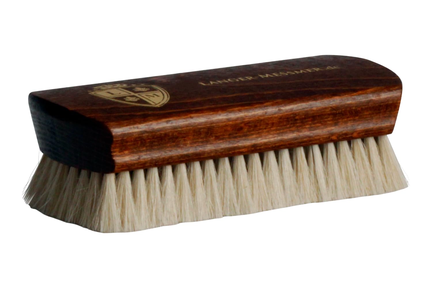 Langer & Messmer Brosse à Chaussures en Poils de Chèvre Fins - Polir et Entretien des Chaussures - Brosse à Cirer en Qualité Cordonnier