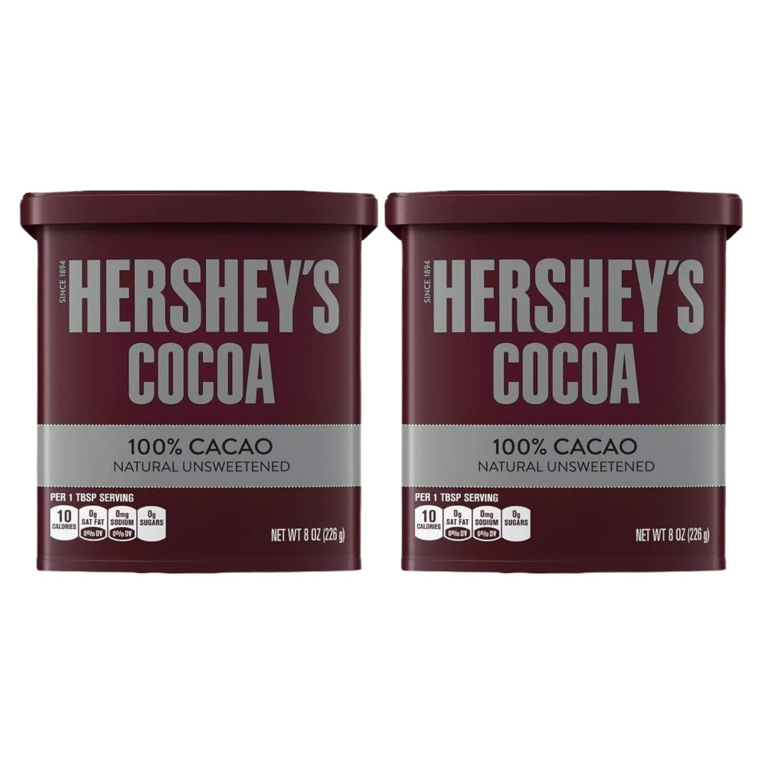 Hershey's 100% Cocoa Natural Unsweetened 8oz. | Perfect for Baking and Beverage-Making | 226g x 2 Packs