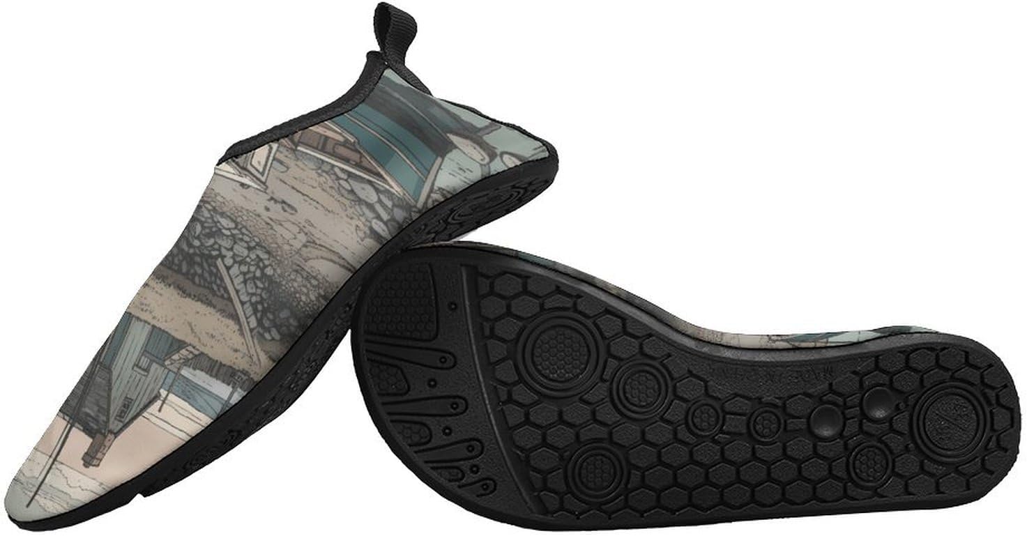 Water Shoes for Women Men Swim Beach Shoes Quick Dry Barefoot Aqua Shoes A Boat on The Water Sport Shoes Hiking Shoes 7/8women,5/6men