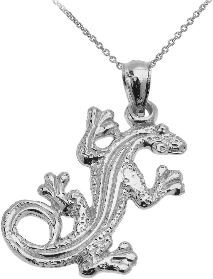Lizard Reptile Pendant Necklace in 10k White Gold (16mm x 29mm) weight: 3.3 grams