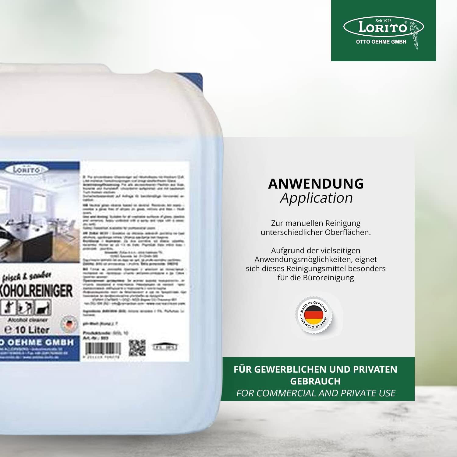 Lorito frisch & sauber Alkoholreiniger Konzentrat 2 x 10L Bodenreiniger | Kraftvoller Oberflächenreiniger zur Bodenreinigung, bringt Fliesen, Keramik, Kunststoff, Glas & Naturstein auf Hochglanz