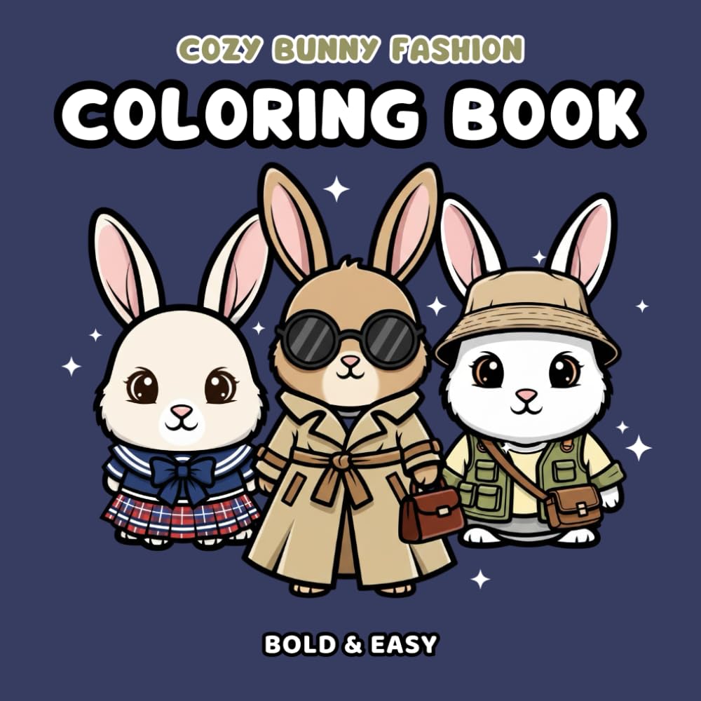 Cozy Bunny Fashion Coloring Book: Soft, Cozy, and Stylish Bunny Outfits for Relaxation and Stress Relief