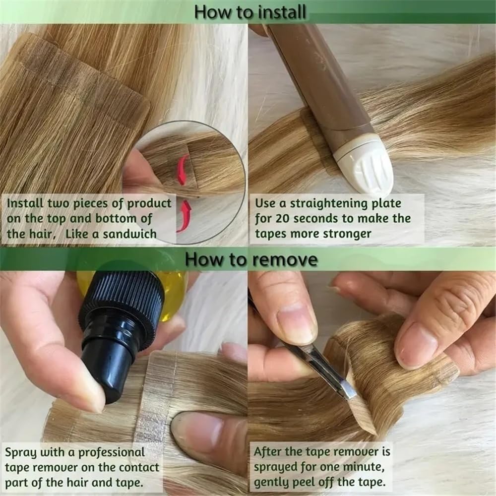 Przedłużanie włosów Brązowe mieszane rozjaśniane blond 20 szt. 50 g sztuczne peruki proste bezszwowe przedłużki do włosów(18 inch)