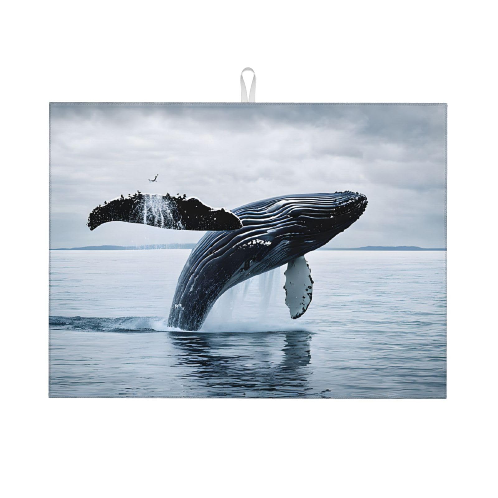 Killer Whaleprint Dish Drying Mat, Microfiber Dry Pad, Quick-Drying Dish Drainer Board Mat For Kitchen Counter-Top Tabletop Accessories,24x18 Inch