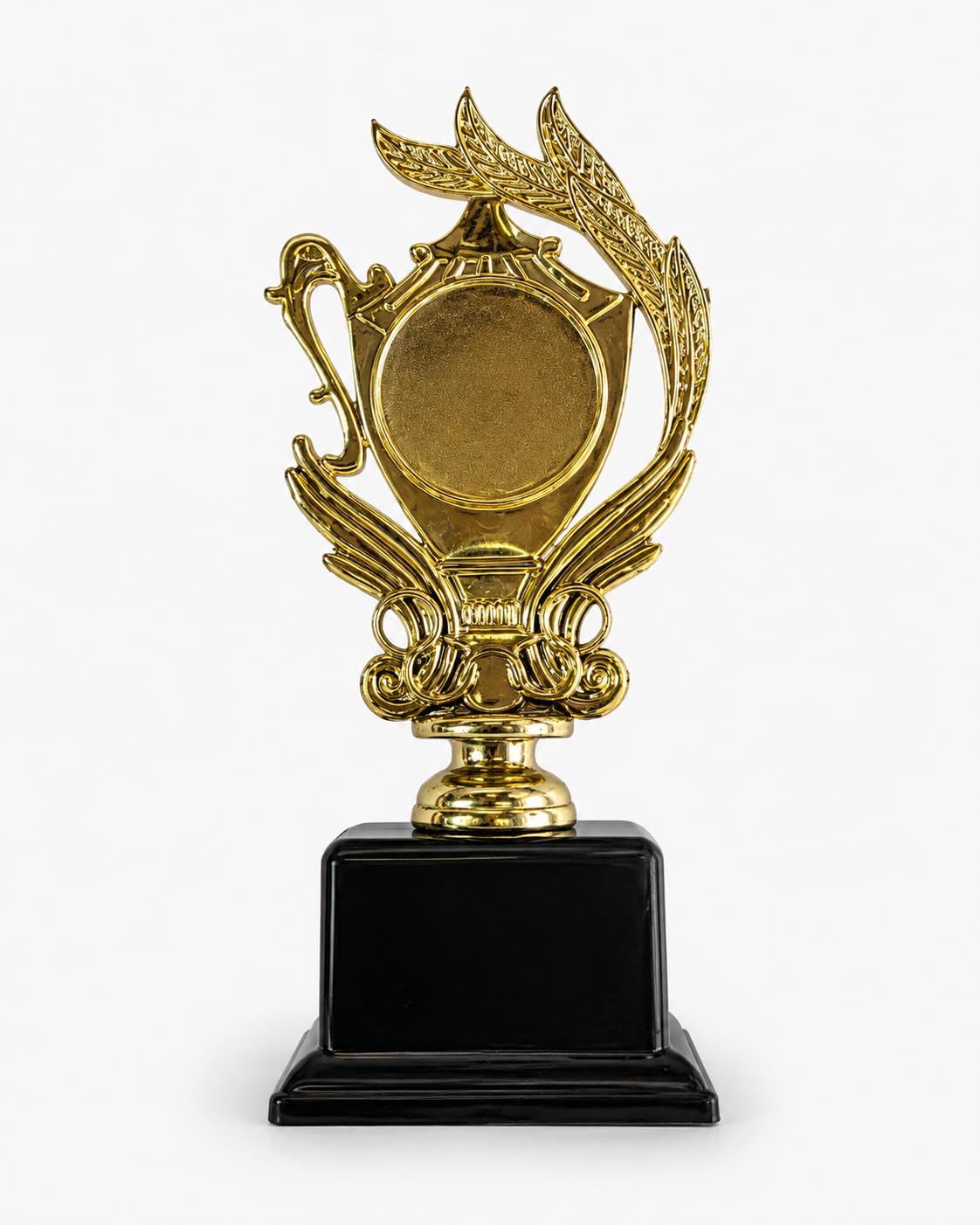 Gold Trophy with Black Base, Shield and Laurel Wing Design, Award Cup for Competitions-image-22