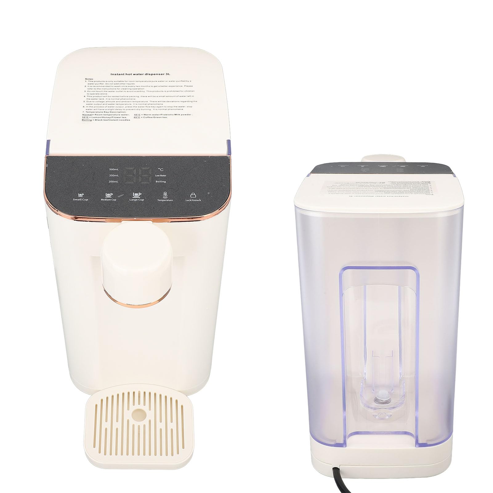 Dispensador De Agua Caliente Instantáneo 3L - 1700W, Temperatura Ajustable 25-99°C, Con Filtro, Para Cocina/Oficina