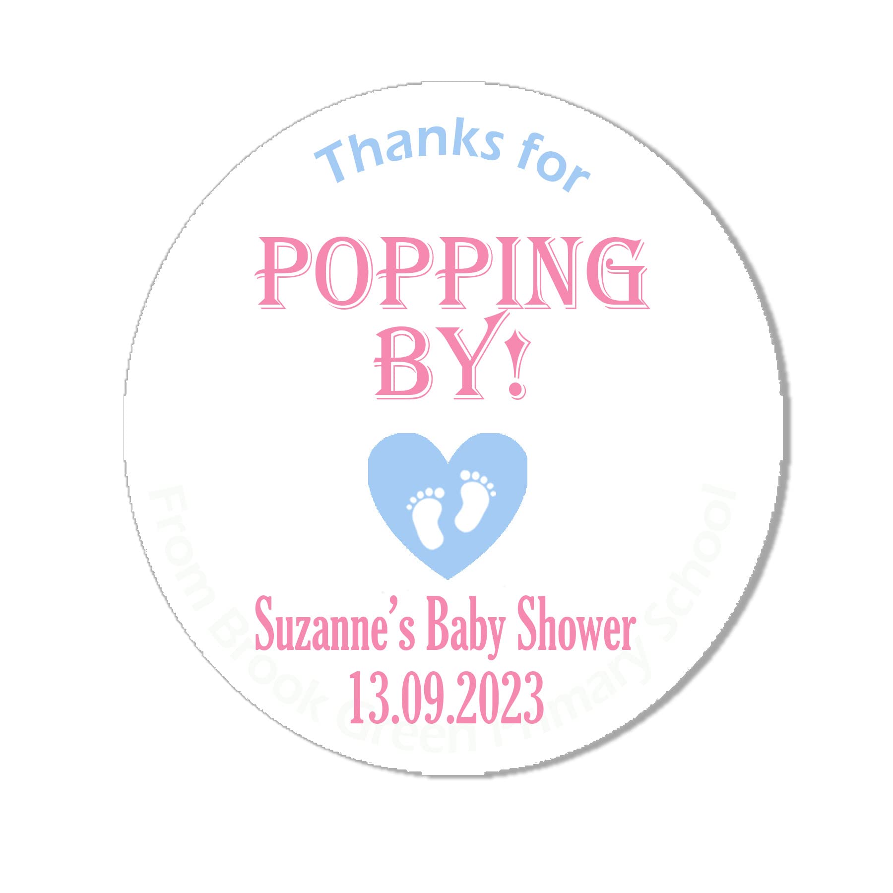 24 Personalised Baby Shower Stickers Thank You Popcorn Cone Stickers, Favour Bag Stickers, Thanks for Popping by (Pink & Blue)