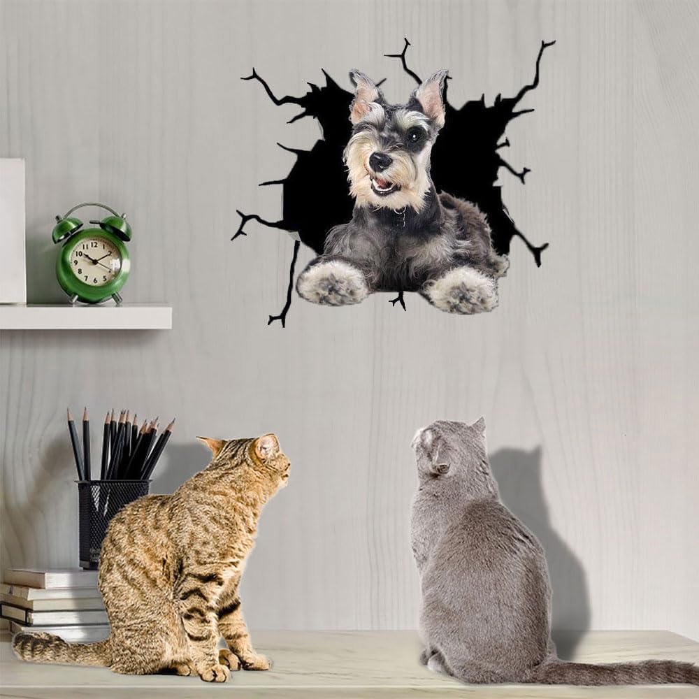 Funny Schnauzer Window Car Sticker,11.8x11.8in 3D Vinyl Waterproof Pet Auto Decals,for Wall Laptop Car Window Truck Bumper Refrigerator - Image 2