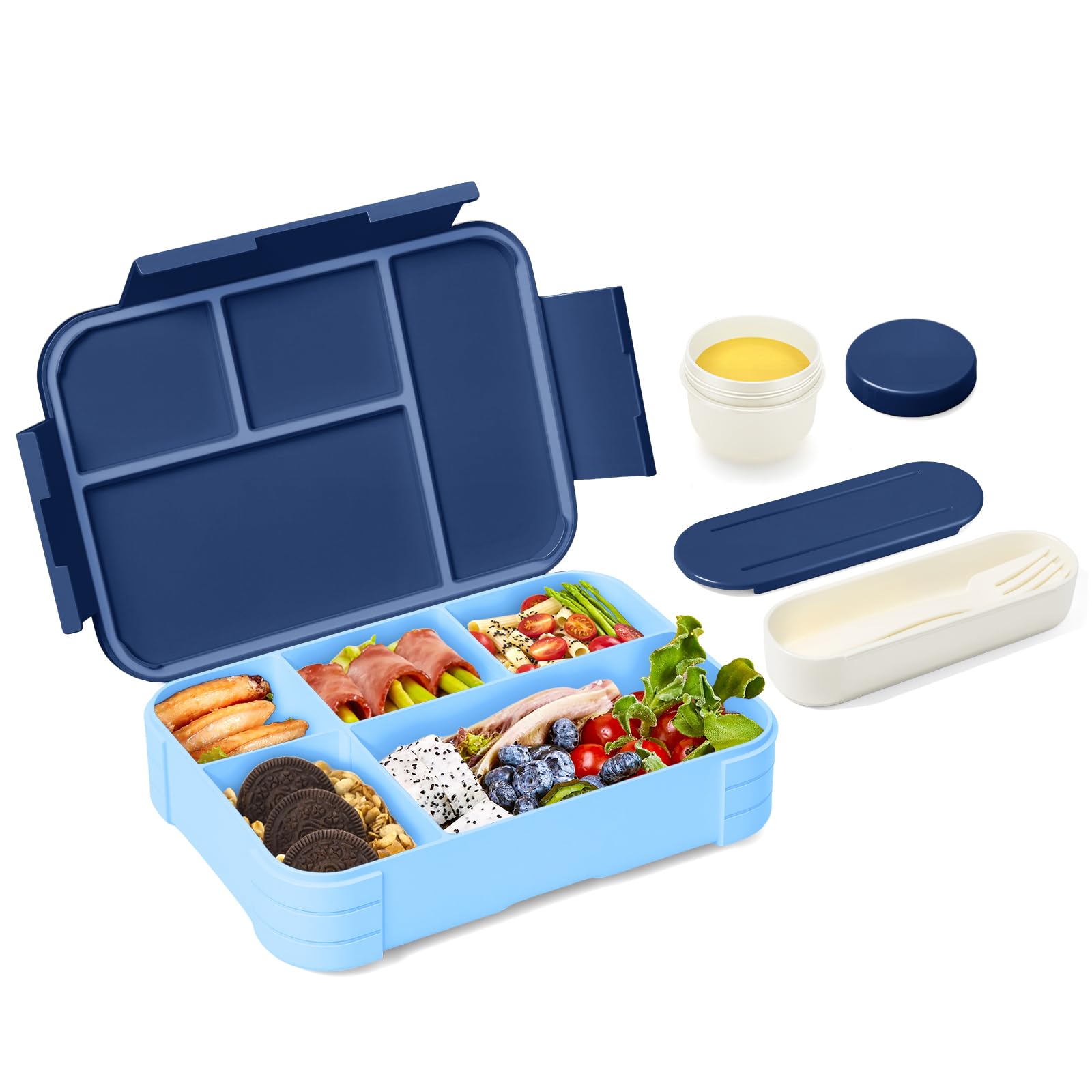 XJIANFU Brotdose Kinder mit Fächern,900ml Auslaufsichere Bento-Box, Kinder-Lunchbox,Auslaufsicher Fächern,Jausenbox Brotbox für,Mädchen & Jungen,Mikrowelle/spülmaschinenfest(Purple)