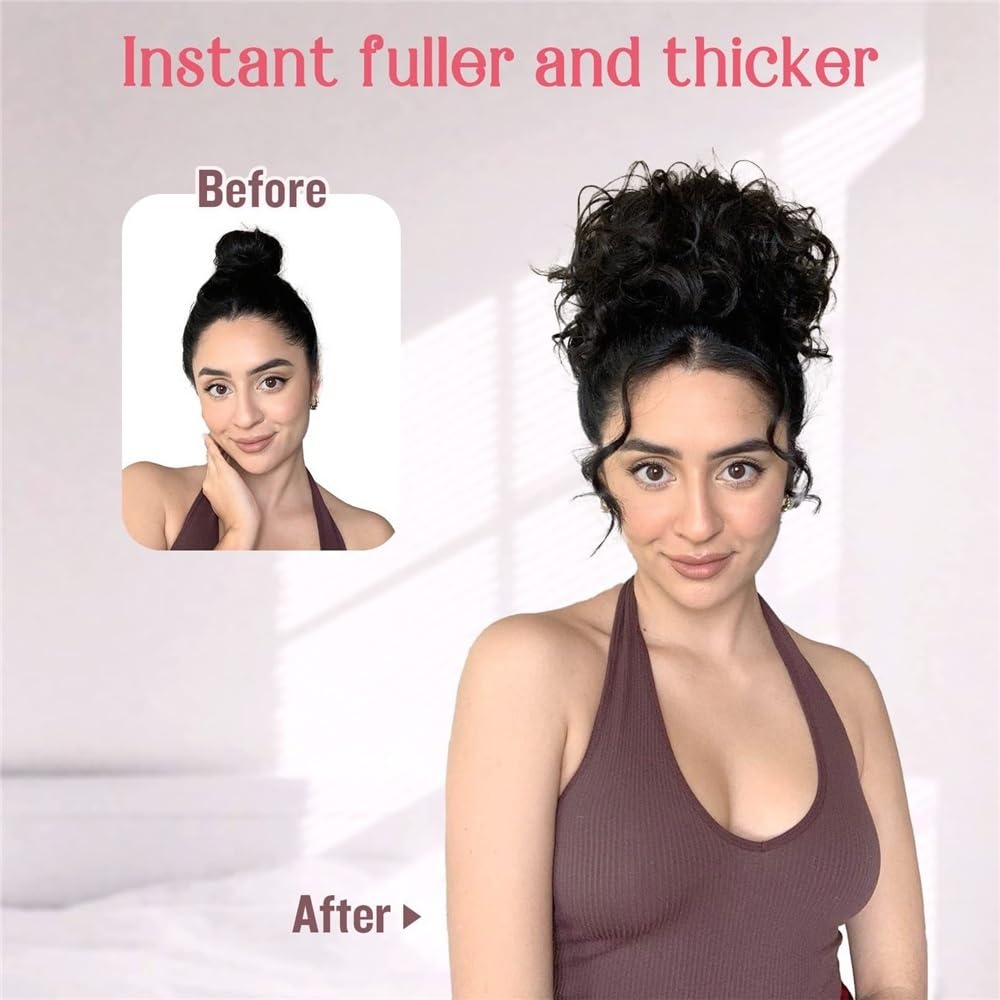 Panino per Capelli disordinato Chignon Sintetico spettinato, Coulisse Corta, Elastico, con Clip, Coda di Cavallo riccia Parrucchino a Coda di Cavallo per l'uso Quotidiano(4M33)