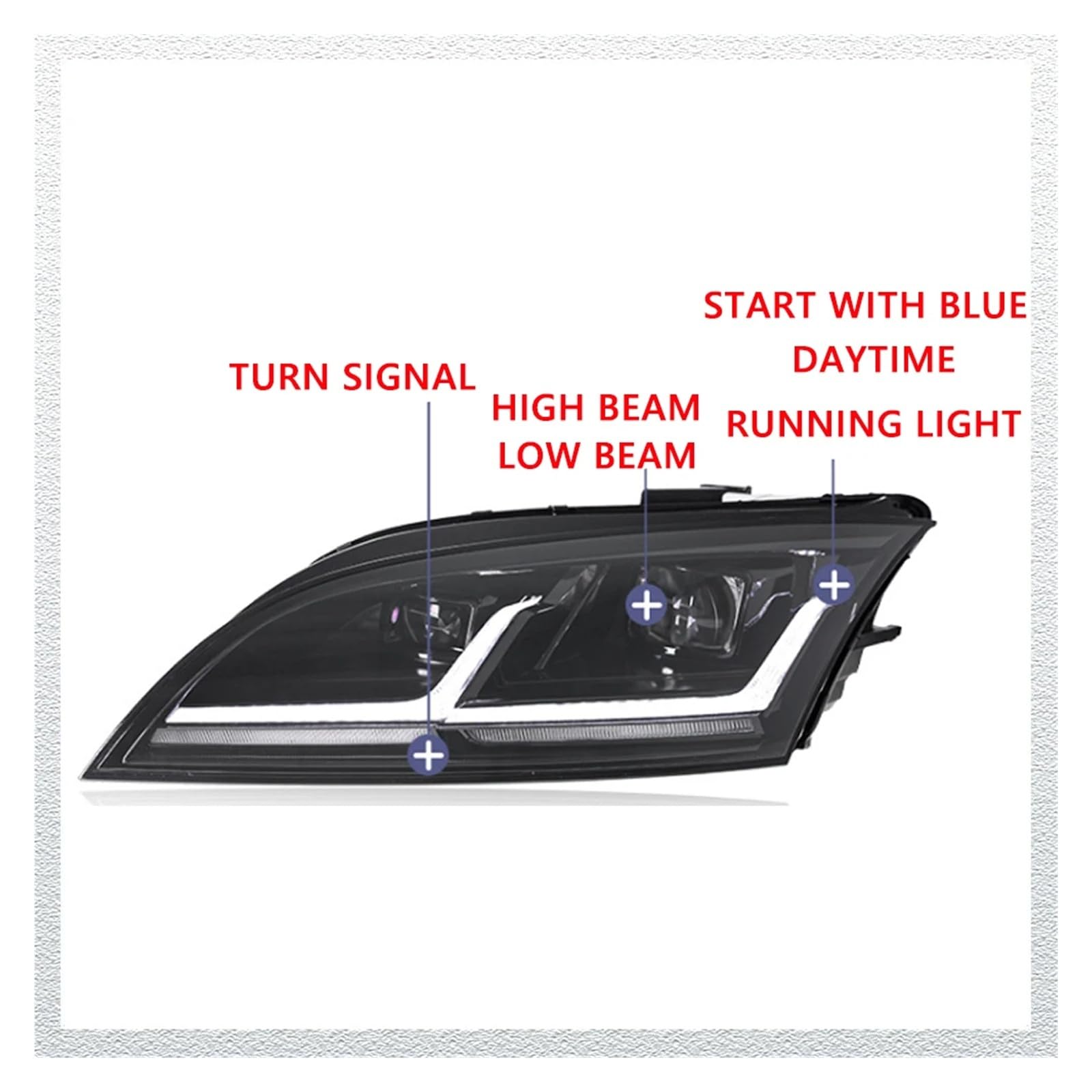 Pasuje do Au//di TT 06-14 w nowym stylu pełna dioda LED DRL reflektor samochodowy montaż sygnału akcesoria samochodowe zmodyfikowana lampa gorąca stylizacja reflektory LED(Original no AFS)