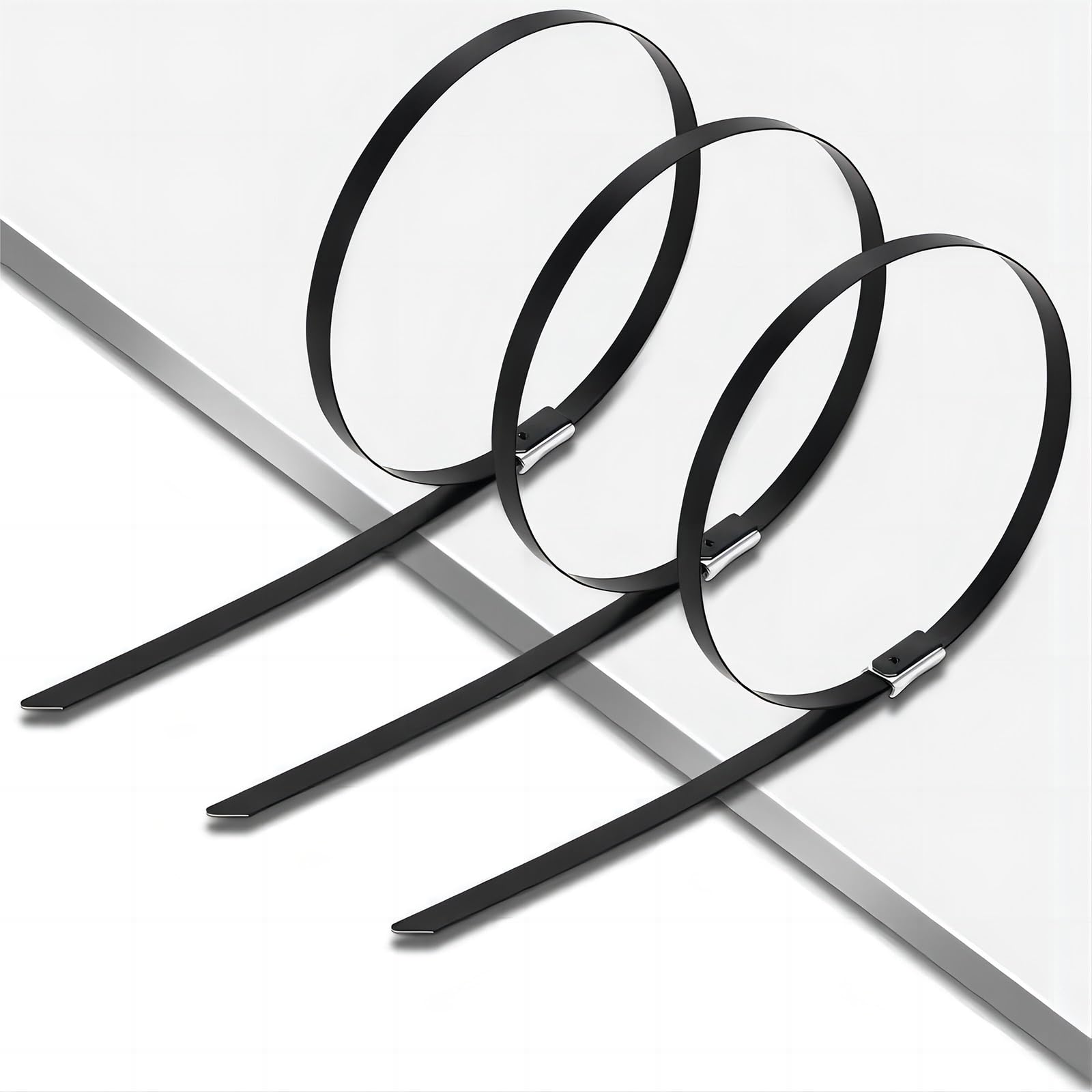 Skyzone 30 Pcs Stainless Steel Cable Ties, Heavy Duty Black Metal Ties with 200 lbs Tensile Strength for Exhaust Pipes Garden - Image 3