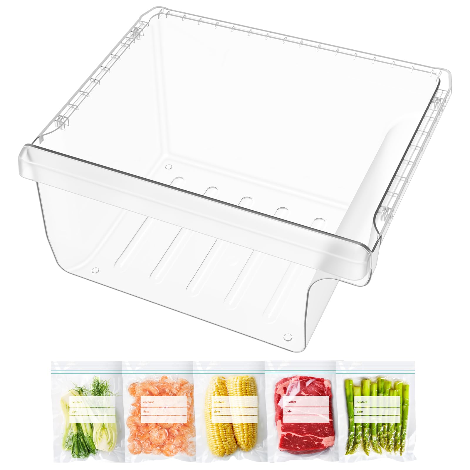 UPGRADED DA97-08692B Refrigerator Crisper Drawer Replacement Compatible with Samsung Fridge Crisper Drawer Parts RS25H5000SP RS25J500DSR RS25J500DSG RS261MDRS DA97-08692A Fridge Crisper Drawer Bin