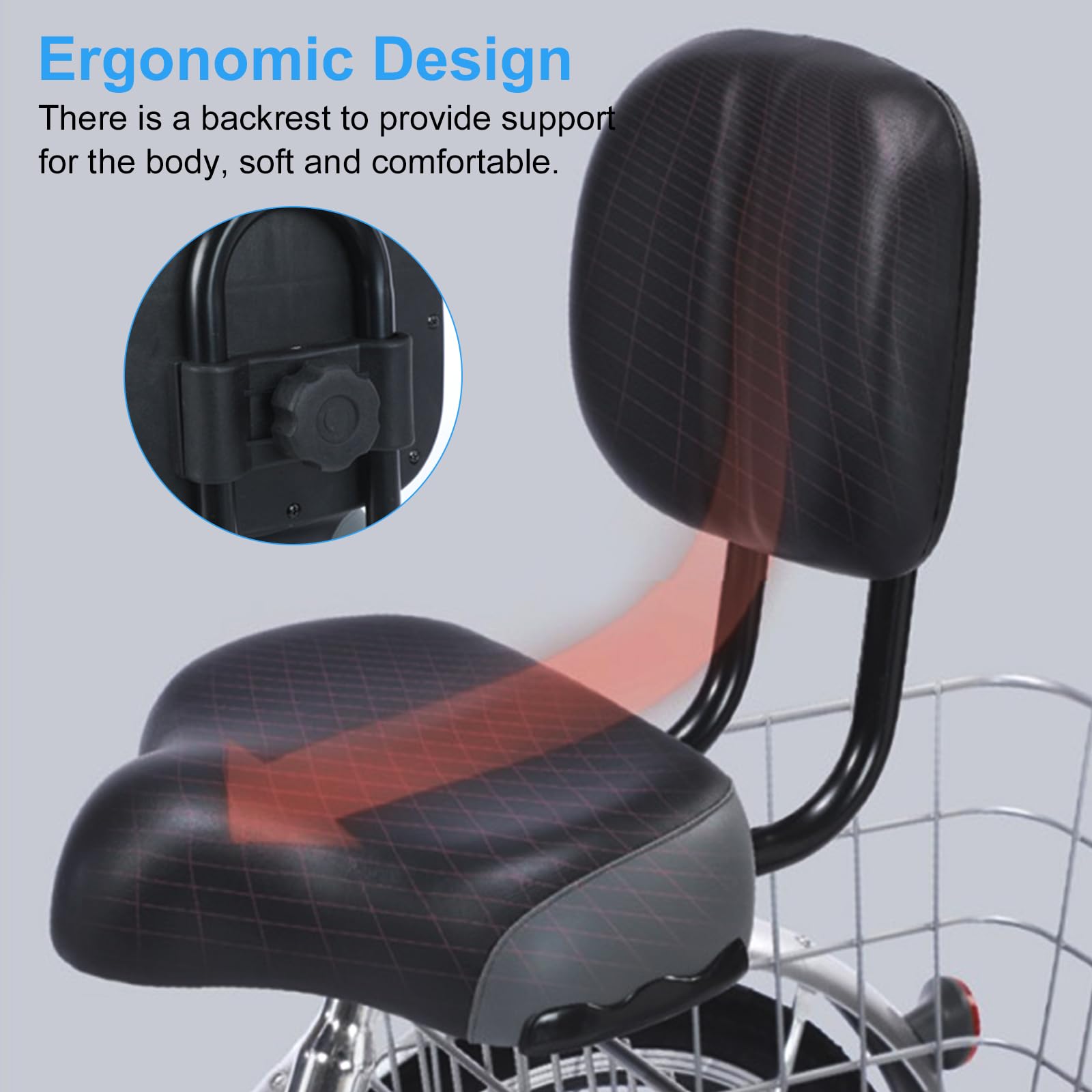 Selle de vélo surdimensionnée en cuir confortable pour vélo de ville avec rembourrage en latex, sièges confortables en cuir remplis de latex, excellente selle de vélo de rechange pour homme et femme