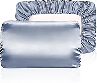 Vista 7 de Yanideer Funda de almohada de satén para cabello y piel, con banda elástica de viaje, fundas de almohada de satén de enfriamiento, funda de almohada
